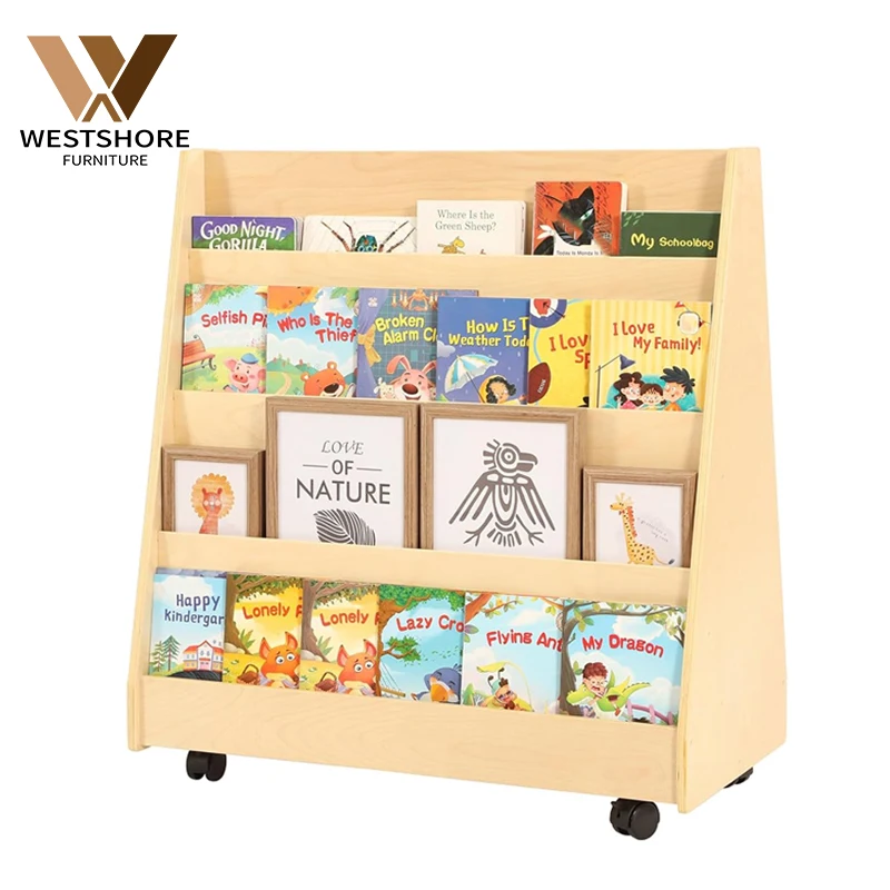 Оптовая продажа детская классная мебель книжная полка для дошкольников дневная библиотека угловой дисплей чтения комната Монтессори