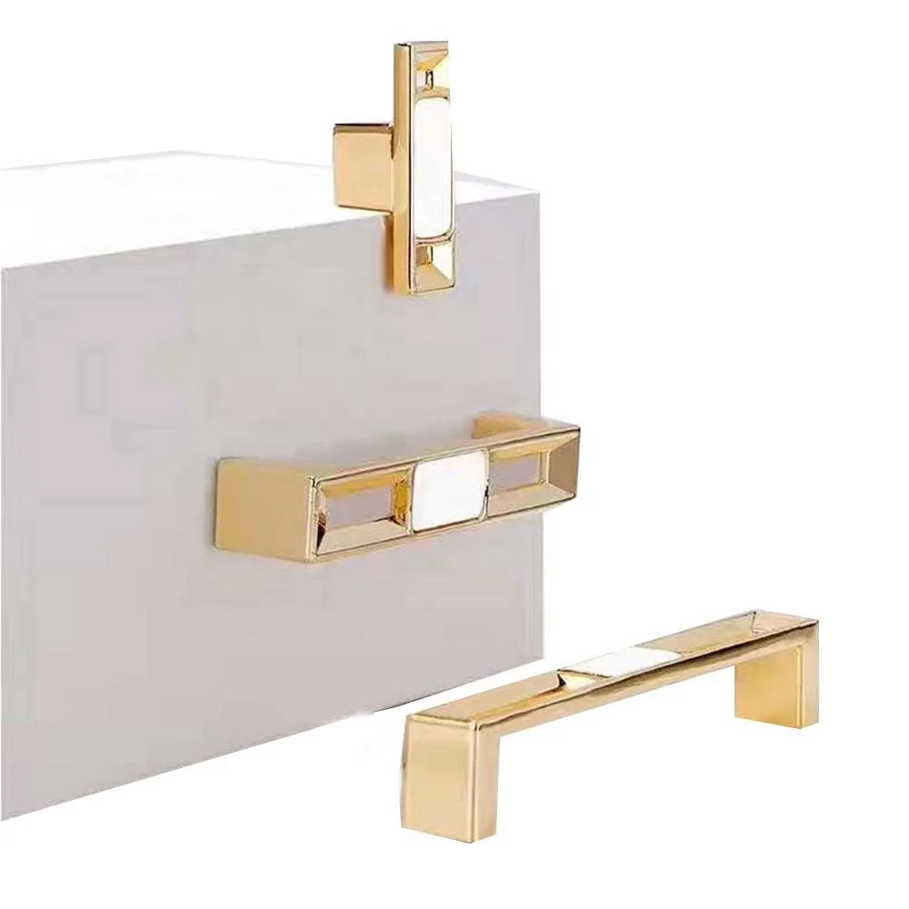 Gold Color Customized Zinc Alloy Ceramic Furniture Knob Kitchen Cabinet Drawer Door Handle