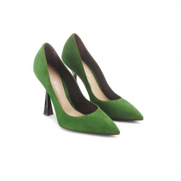 New Fashion Best Quality Genuine Leather Green Super High Heels Women Pumps Shoes Made In Italy