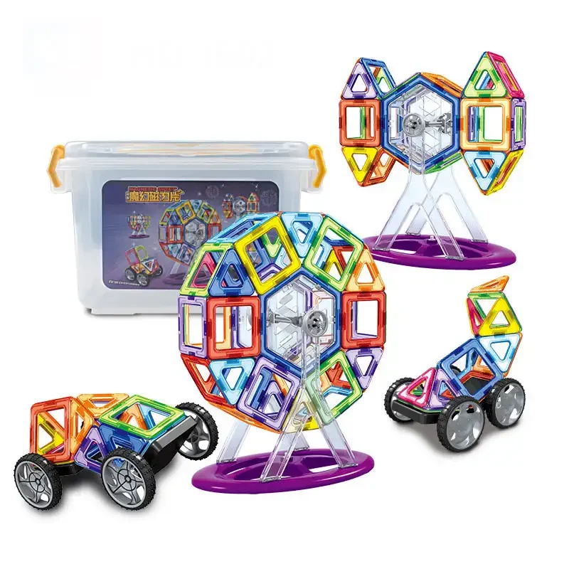 DIY 90PCS kids magnet toys ferris wheel colorful magnetic tile building blocks educational toys