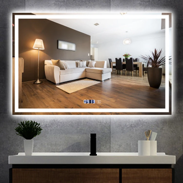 OEM ODM Modern LED Bathroom Wall Mirror Rectangle Anti-Fog High Definition Backlit Mirror IP44 Rating Smart Wall-Mounted Mirror