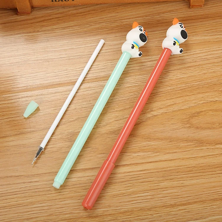 Wholesale 0.5mm gel ink plastic cartoon head cute dog pen for girl