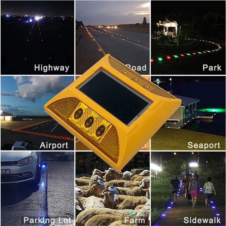IP68 Waterproof Plastic Shell Reflector Road Stud with LED Flashing Light 30 Tons Truck Side Solar Cat Eye Markers Road Studs