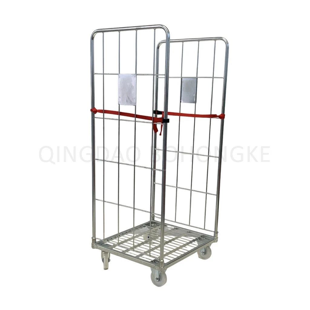 bhk109 Two Sides Foldable Storage Wire Mesh Container trolley cage