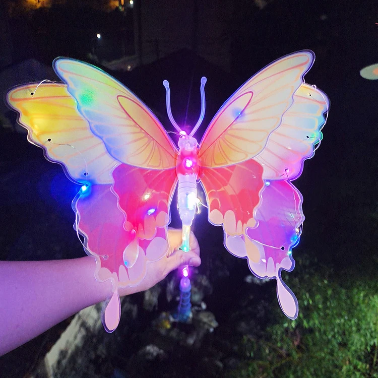 blue butter fly glowing led sticks magic butterflied stick light party colorful flash light stick