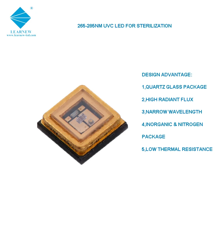 1w 0.5w 265-285nm 395-405nm 3535 uvc led high voltage led chip for water and air disinfection