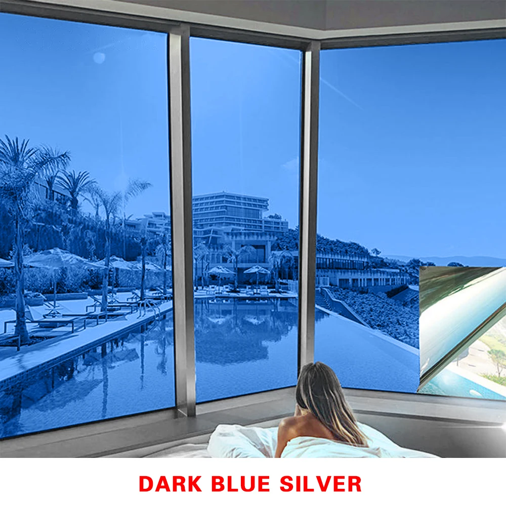 Privacy Protection Sun-control Silver Deep Blue Building-film Uv Window Tint Film for Building windows