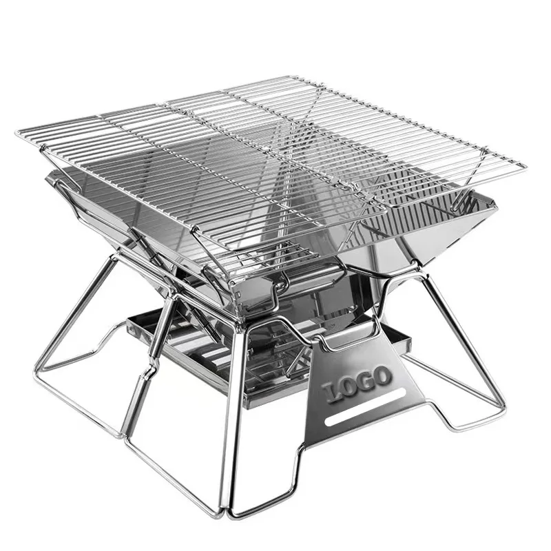 Уличные складные грили WHY553 квадратная деревянная плита для барбекю регулируемые Грили из нержавеющей стали кемпинга и пикника