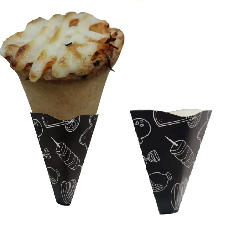 kraft french waffle paper cone churros holder bubble waffle cone holder custom printing french fries paper cone