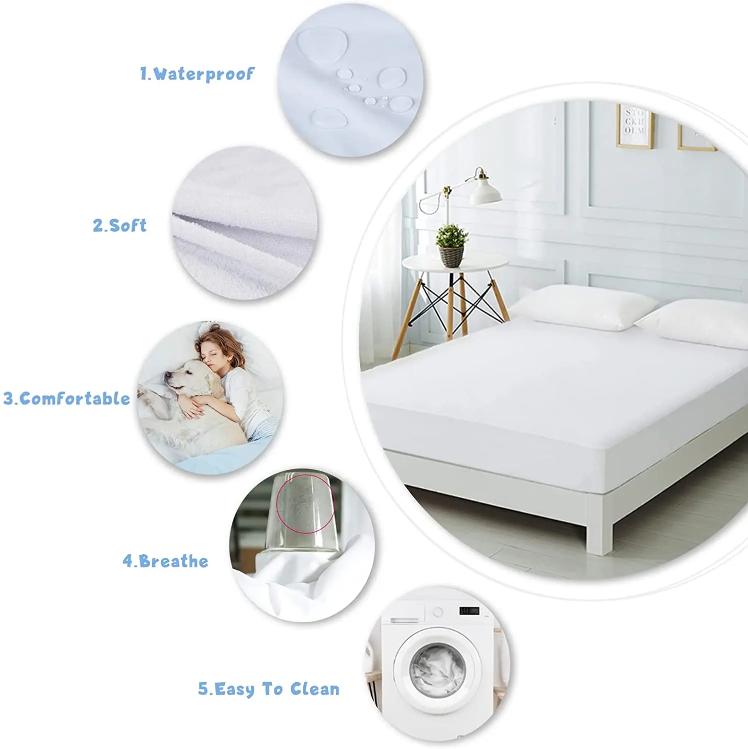 Dropshipping Stock Soft Mattress Cover Cotton Terry Fitted Bedsheet Waterproof Mattress Protector