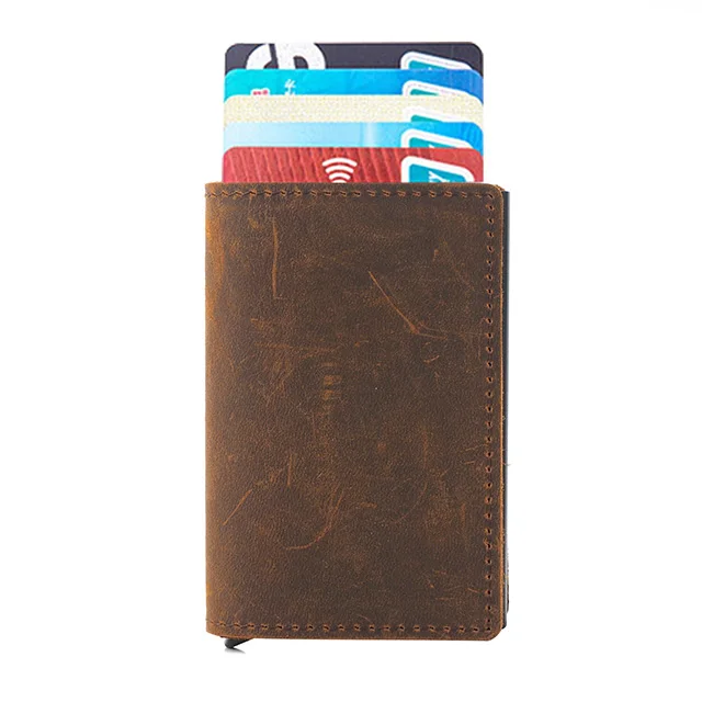 Fashion Smart Automatic Pop Up Wallet Vintage Men Leather Wallet