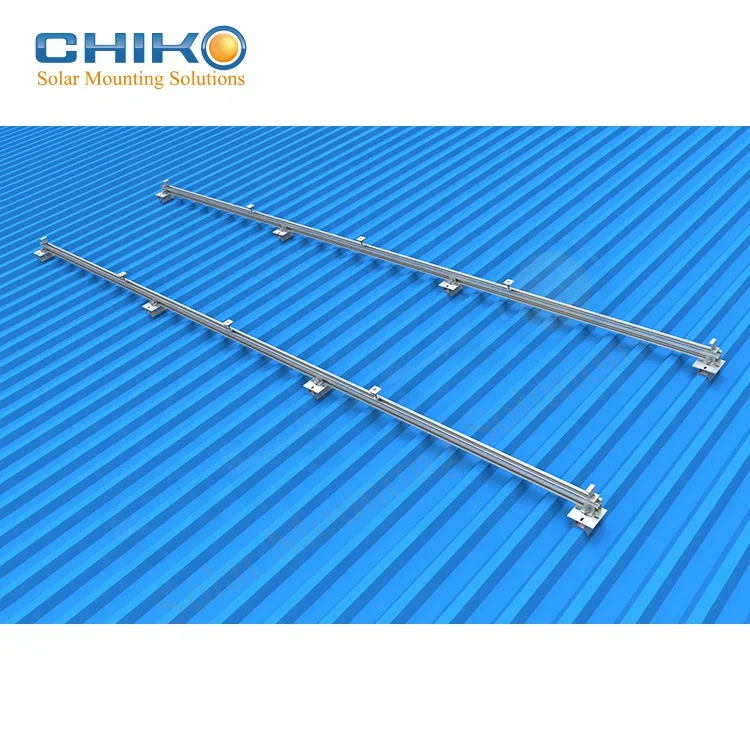 Quick fixed solar panel structure with clamps on trapezoidal Steel sheet rooftop