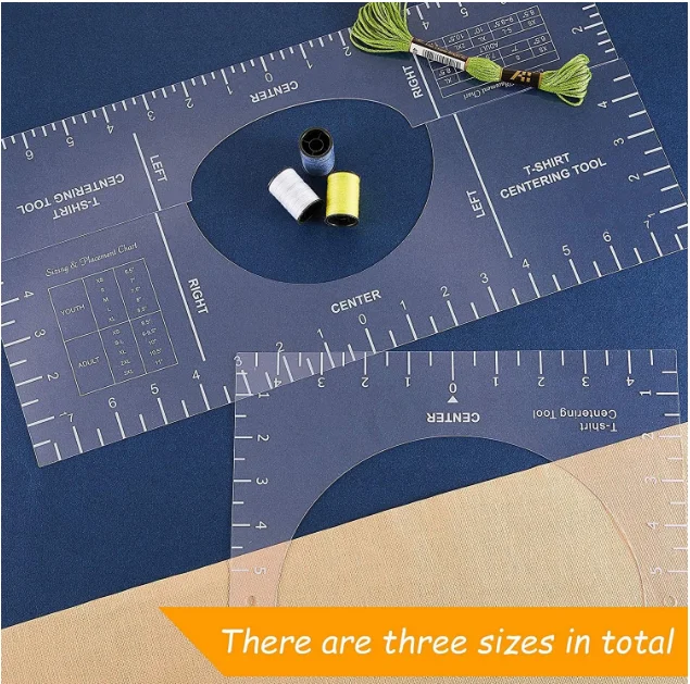 
T-shirt guide ruler 3-piece round neck calibration tool sewing ruler centering alignment tool ruler 