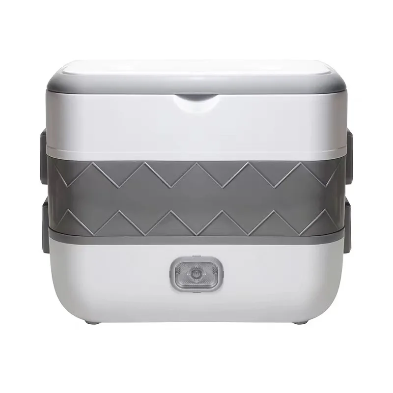 Portable electric heating plug-in heating double layer bento box work with rice steaming insulation bucket rice cooker