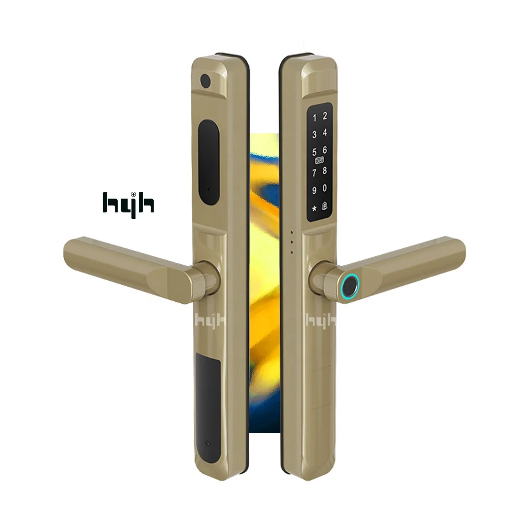 Guangdong-hyh Hardware Aluminium Alloy Security Electronic Smart Biometric Fingerprint Door Lock With TuyaApp for Villa Door