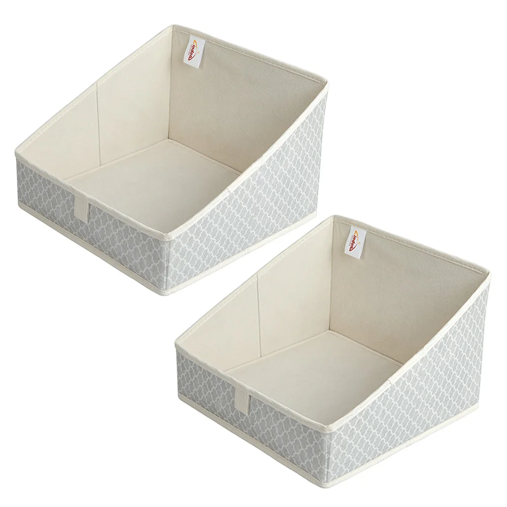 LINDON Closet Shelf Organizers Trapezoid Makeup Organizer Fabric Storage Bin Baskets for Clothes Towels