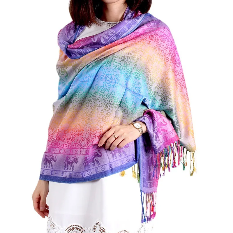 Manufacturers wholesale spring and autumn color shawls long women cotton scarf  elephant hijab