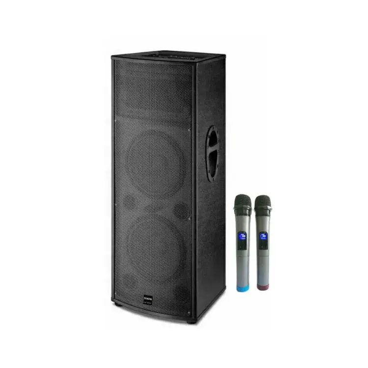 DEKEN S3 Amazon Hot Selling Dual 15 Inch Active Speaker with Two Wireless Microphones Karaoke Singing Portable Speaker for Party