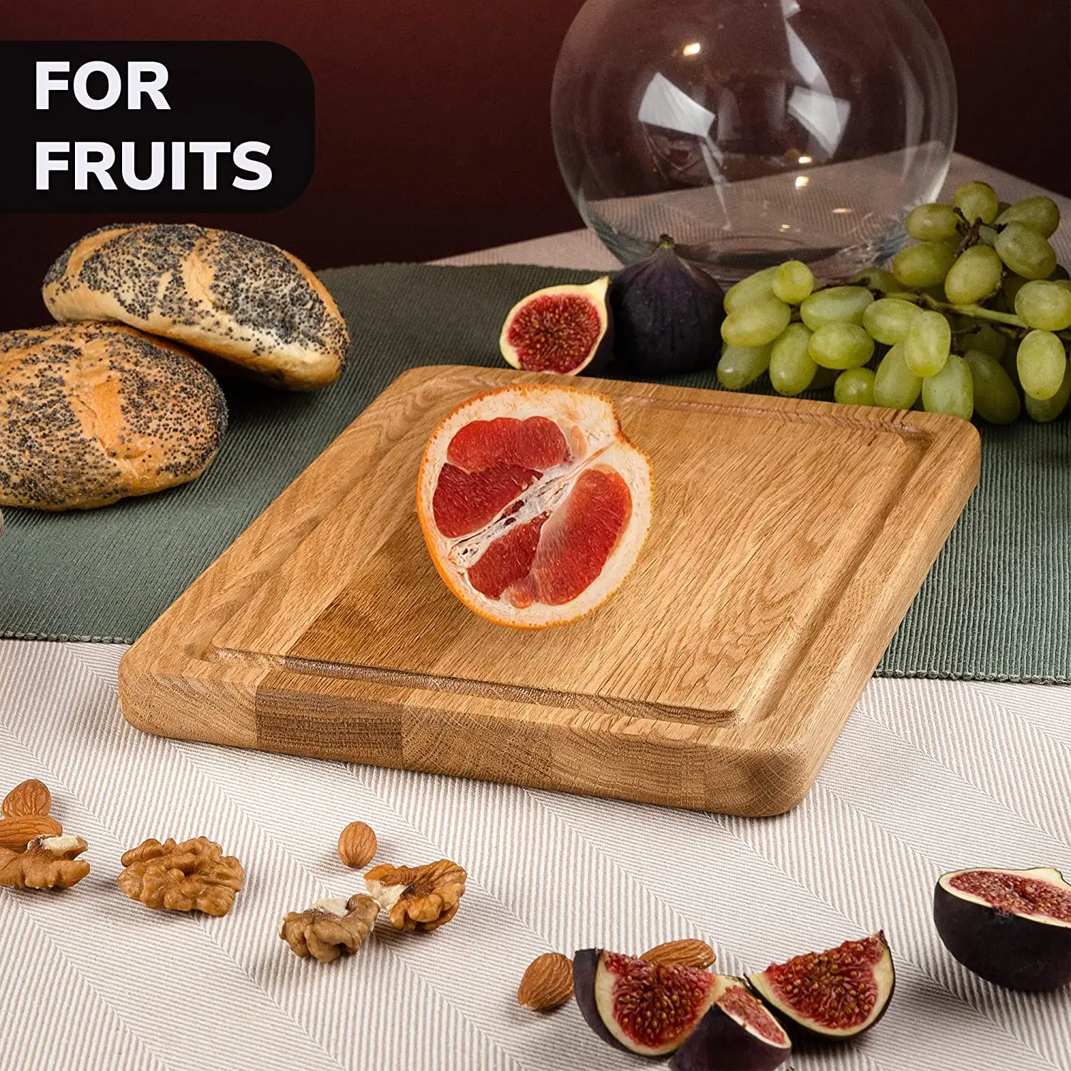 Combohome Large Reversible Multipurpose Thick Oak Wood Chopping Cutting Board