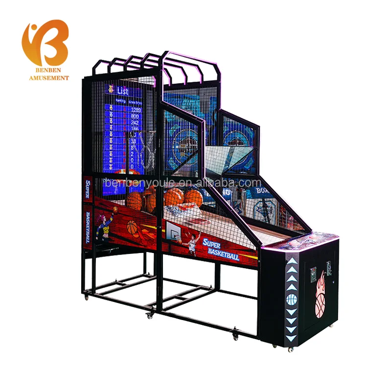 Commercial Upright Coin Operated Foldable Street Basketball Shooting Machine For Recreational Training
