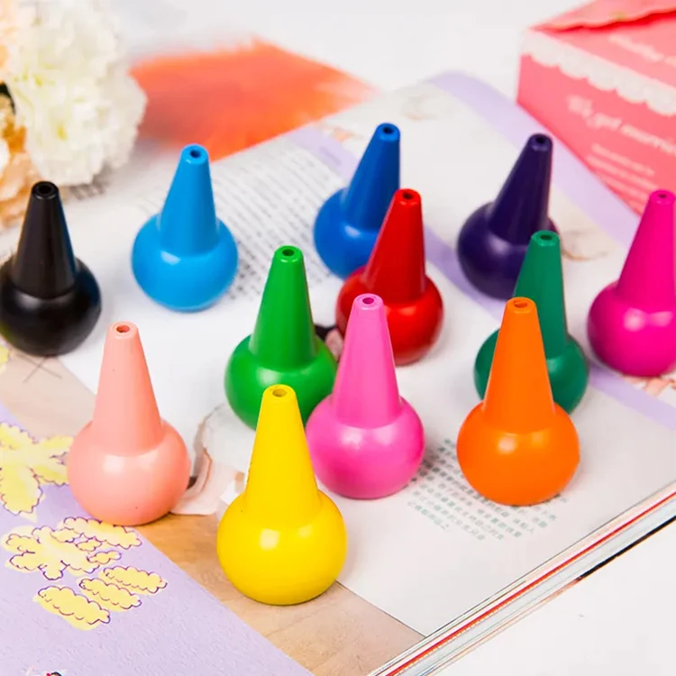 2024 factory Hot selling custom 3d stabable shaped finger high quality for kids children wax coloring crayons