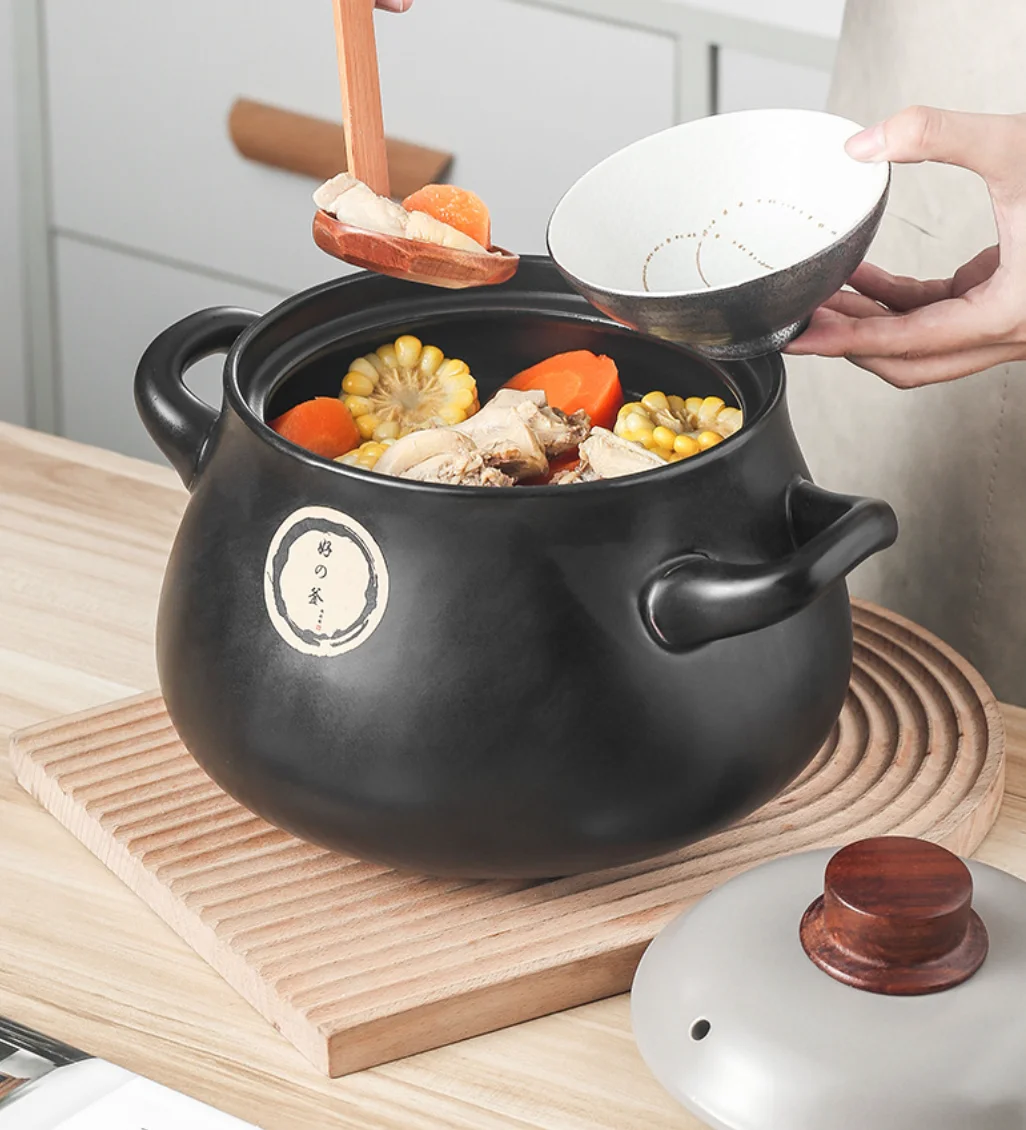 hot selling big Ceramic pot open fire casserole Japanese open fire can dry burning household soup stew pot stone  casserole