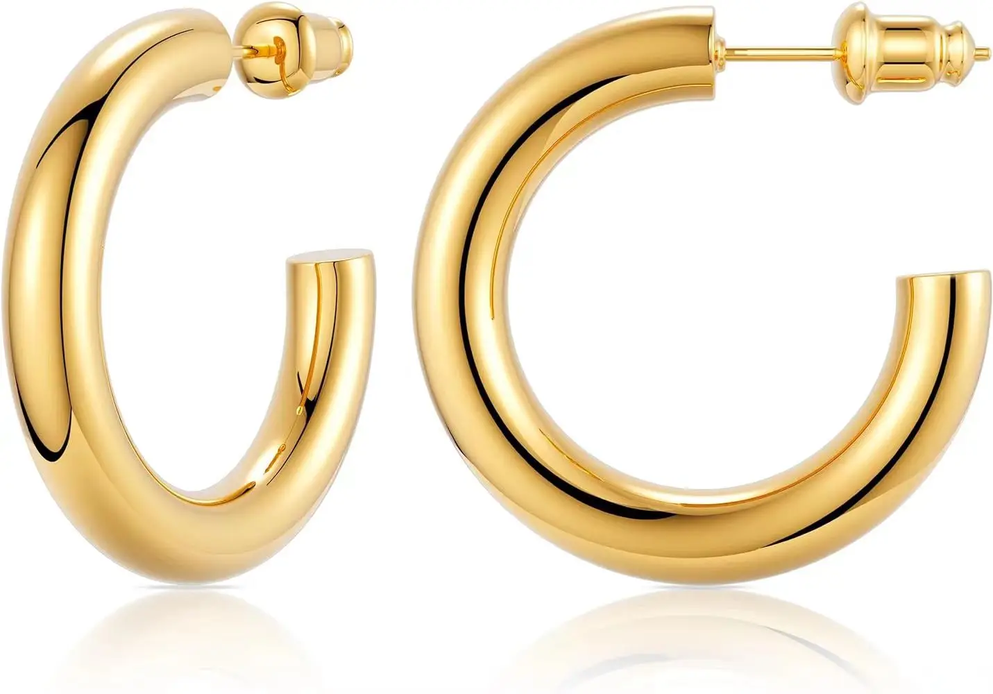 14K gold-plated lightweight short and chubby open loop, female gold hoop earringsdirect dealgold filled earrings 14k