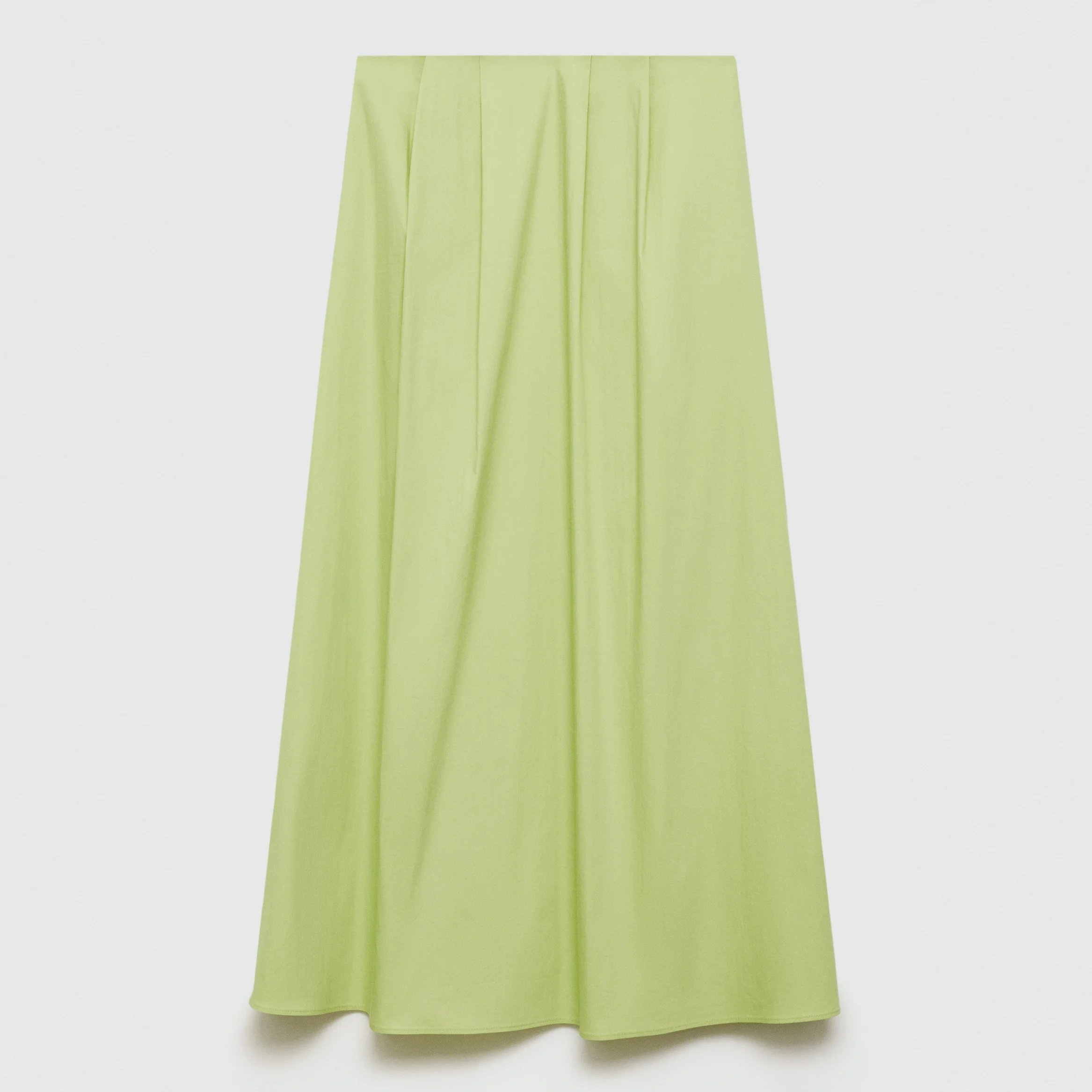 Custom Casual Green Pleated High Waist Long Flare Skirt For Women