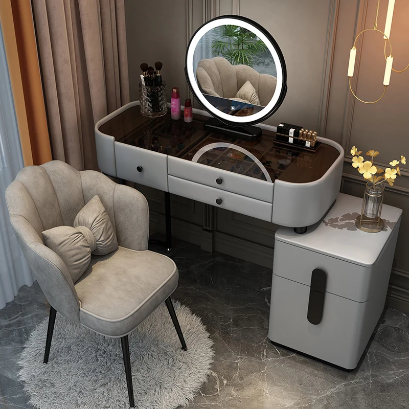 Beauty Store LED light luxury Nordic Bedroom Makeup Table Modern Simple Multi-functional Princess Dressing Vanity Table