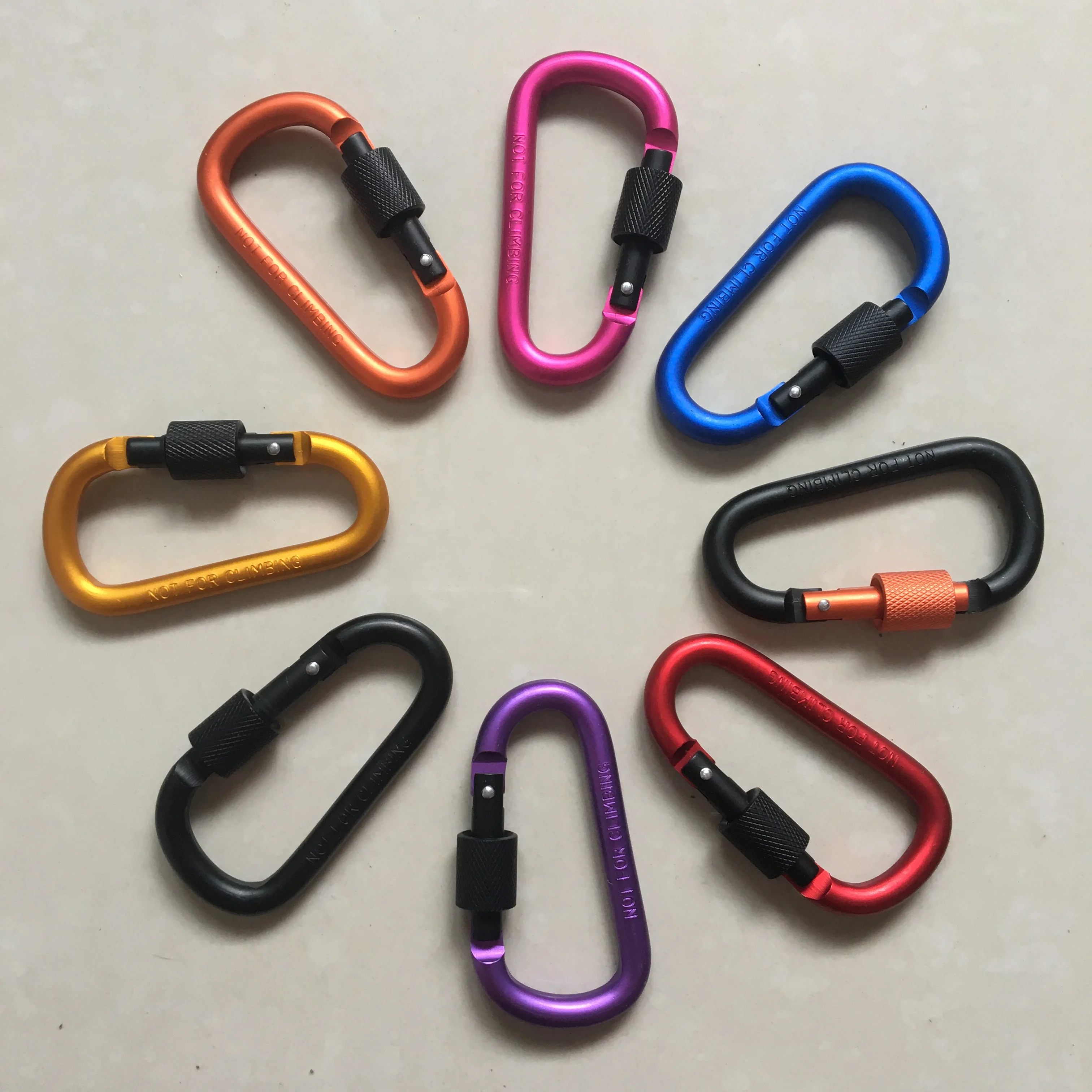 8cm D-Ring Lock Key Camping Hiking Keychain Aluminum Alloy Carabiner