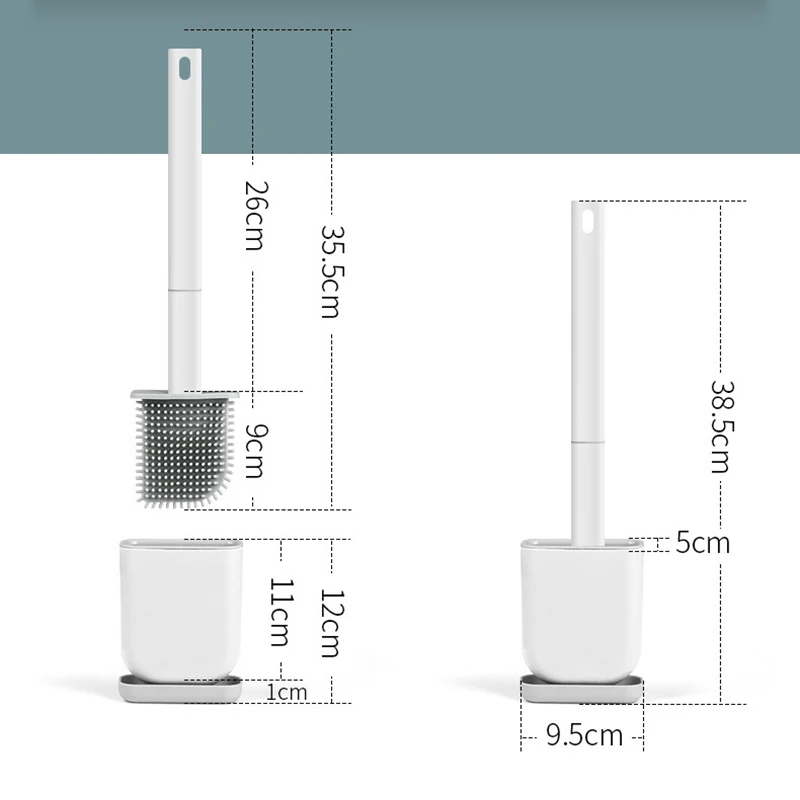 Набор силиконовых пластиковых щеток для унитаза с гибкой головкой настенный напольный держатель удобно чистит углы