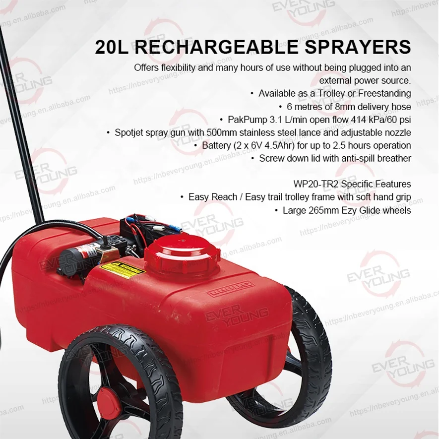Garden sprayer 20L with wheels 12V Rechargeable garden Electric water Sprayer trolley