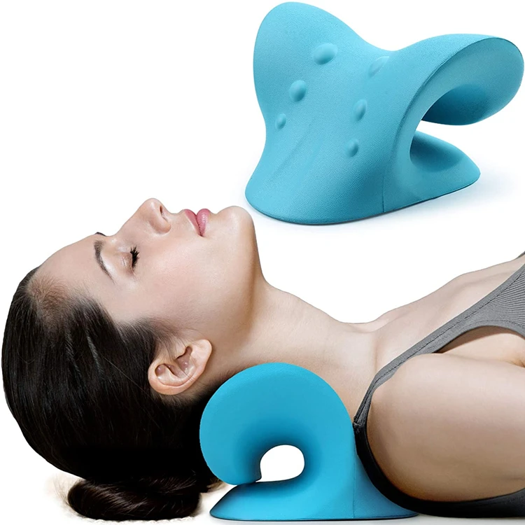 Portable Neck Cervical shoulder Chiropractic Relaxer Support Traction Pillow Neck Stretcher for Pain Relief