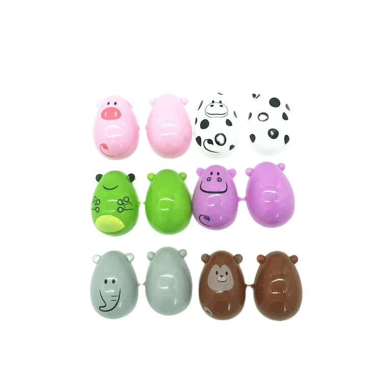 Hot sale surprise to animal plastic easter egg for children 6*4cm plastic easter egg for sale