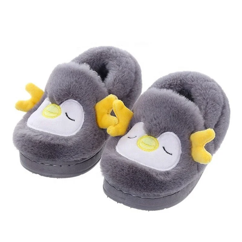 Black penguin plush soft warm EN71 fashion slipper shoe