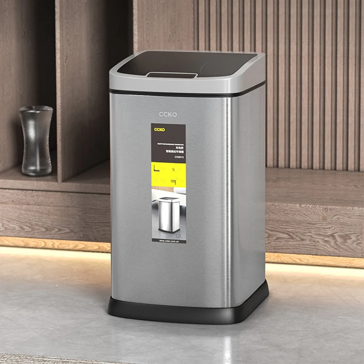 Gold Hotel Kitchen Stainless Steel Sensor Garbage Bin Automatic Dustbin Smart Trash Can Electric Garbage Can Smart Waste Bins
