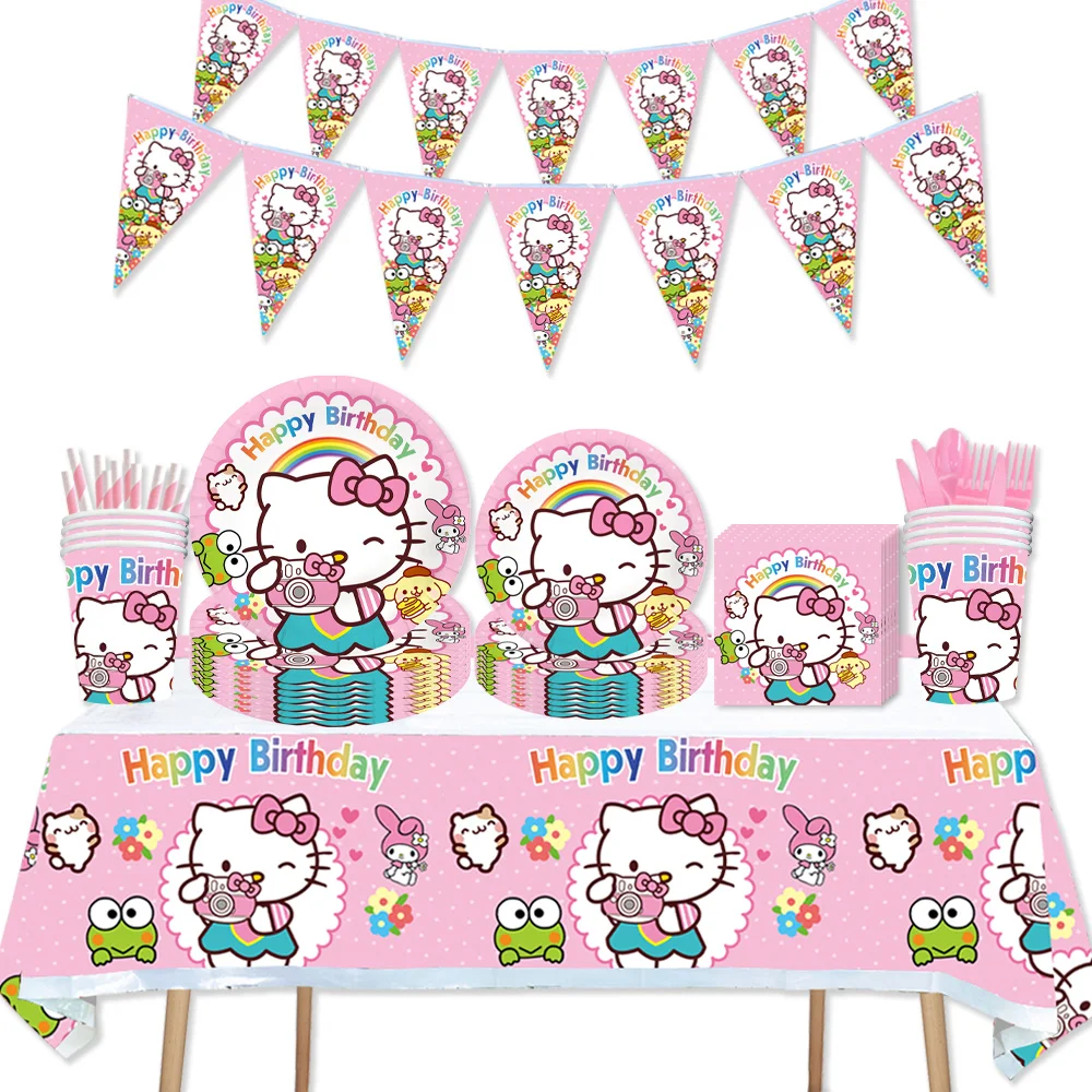 Hello Kitty Party Paper Tableware Decoration Birthday Party Paper Cups Customized Service