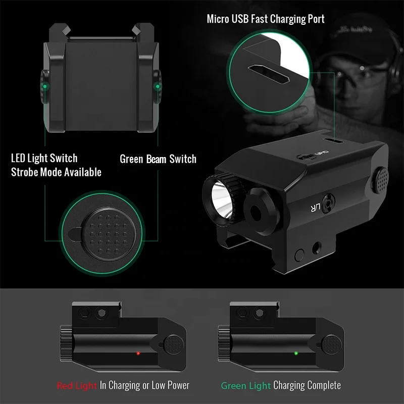 Mini LED Flashlight Blue Light combo Built-in Rechargeable Battery Comes with Compact Size and Light Weight