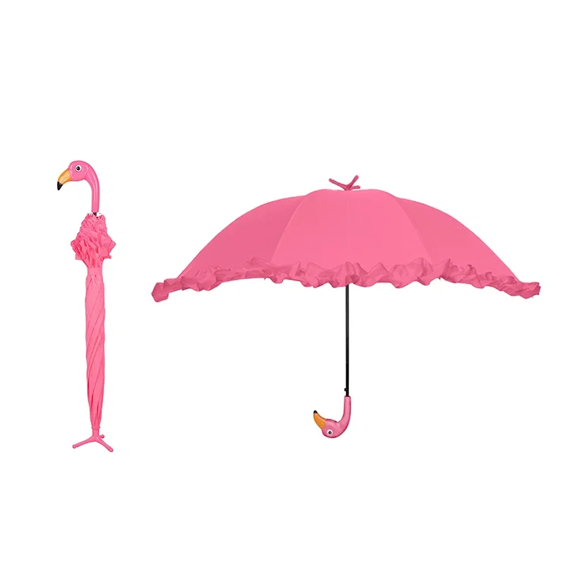 Прямой Новый дизайн зонтика в форме Фламинго 23 дюйма прочный женский зонтик
