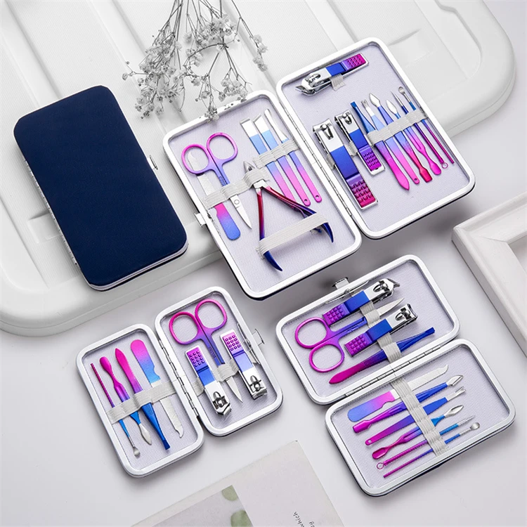 WELLFLYER MS-777-1 Manicure Set Nail Clippers Kit Professional Grooming Kit 7/10/12/15 In 1 Professional Personal Nail Care Set