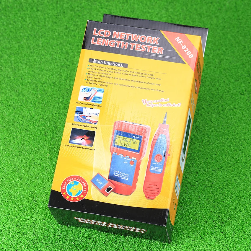 NF-8208 Многоцелевой ЖК-дисплей сетевой кабель Длина тестер Локальной Сети Кабельный целостности инспекции для проверки витой пары телефонной проводки