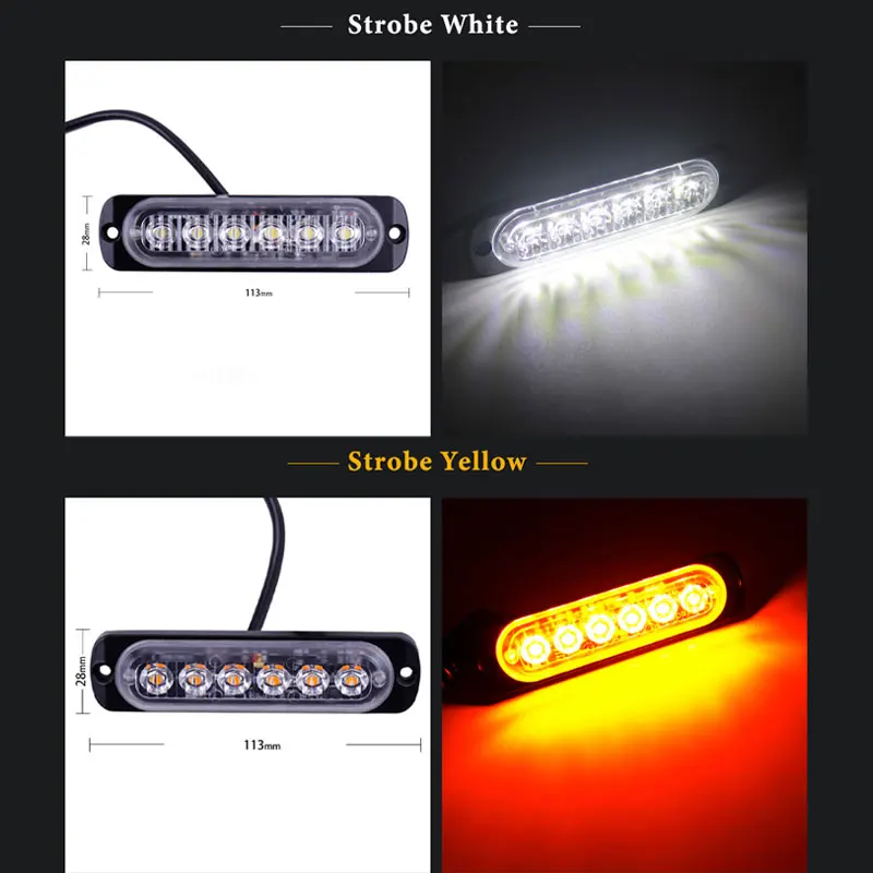  6LED 12-24V Ультра-тонкий Автомобильные светодиодные боковые габаритные огни полиции вспышки аварийное освещение скорой помощи легких грузовиков сигнальная проблесковая