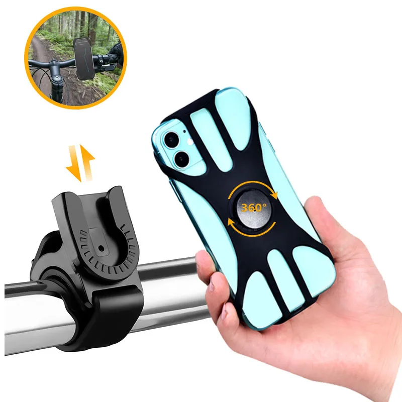 Free Shipping 360 Degree Rotation Removable Silicone Bicycle Bike Phone Holder Adjustable Handlebar Mount