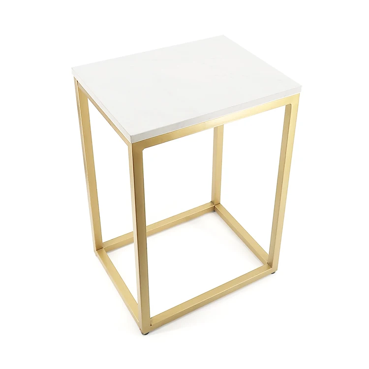 OEM Simple Luxury Small Square White Nordic Room Bedroom Modern Metal Nightstand Bed Bedside Side Table