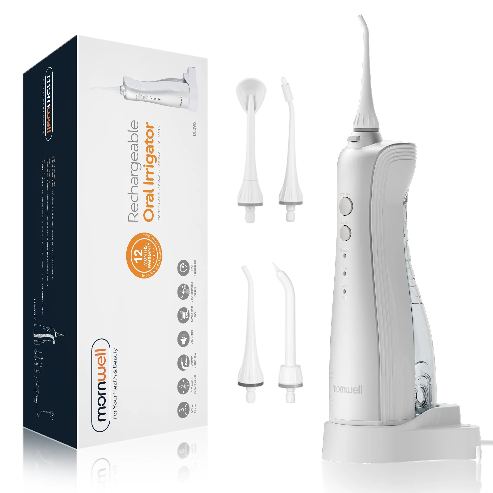 Mornwell 150ml Oral Care Appliances Portable Cordless Oral Irrigator Waterflosser Water Flosser