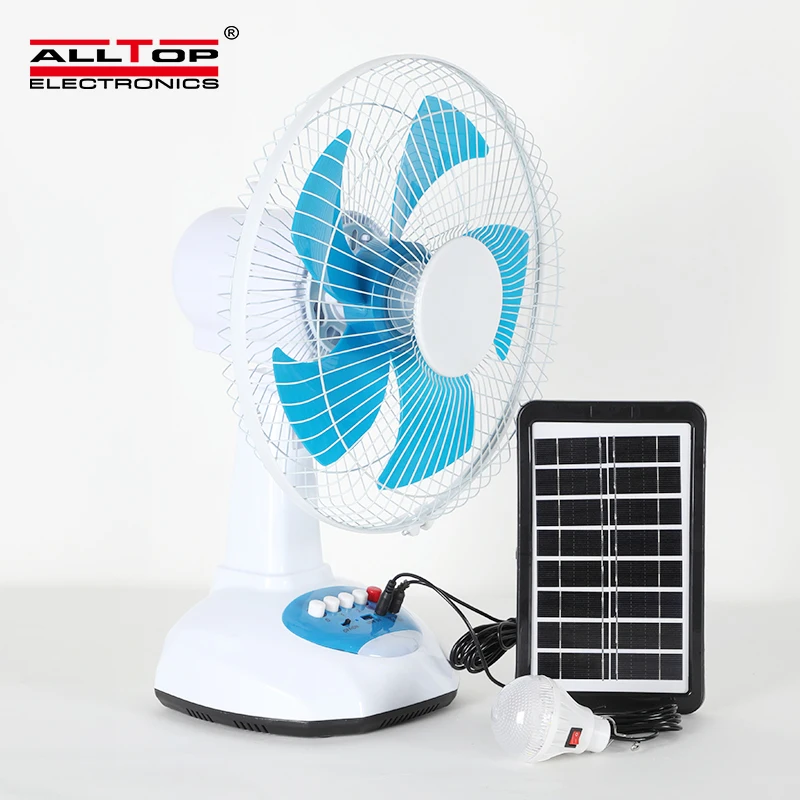 Factory Direct Sales 12 Inch Rechargeable Table Fan With Solar Panel Plastic Housing 9V 3W Solar Fan