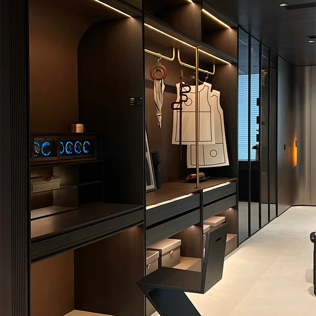Modern Simple Luxury Walk-in Closet Foldable Bedroom Dressing Room Wardrobe MDF OEM Design Functional Hardware Cheap