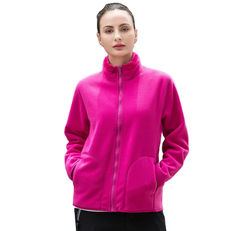 Plain custom logo fleece jacket for women girl mens unisex coat