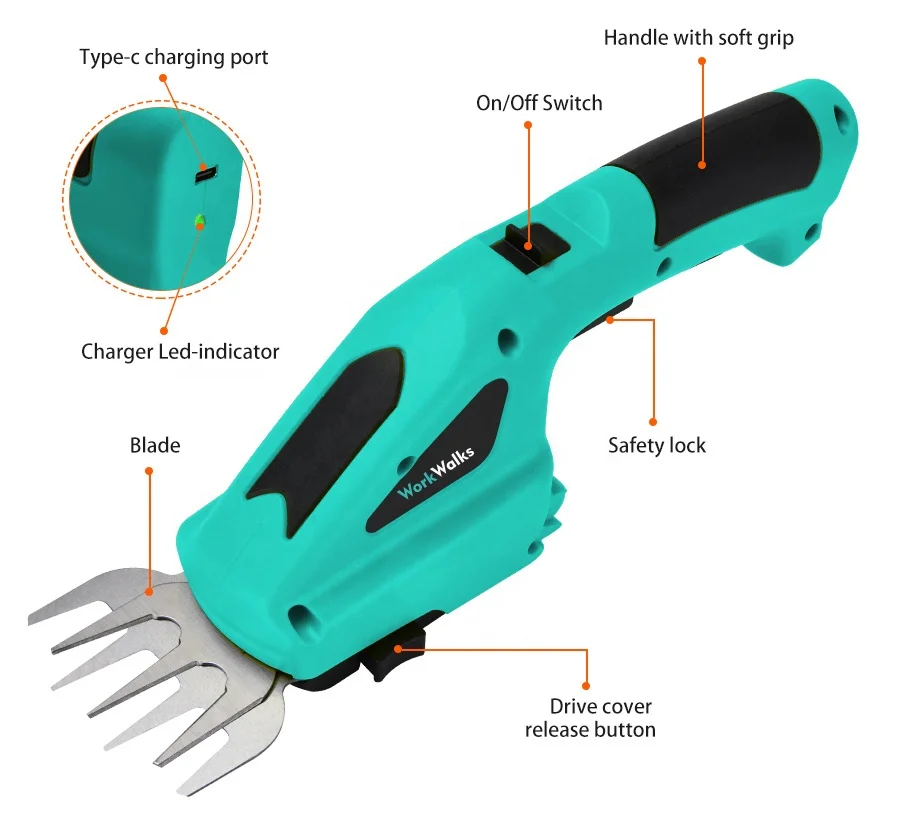 3.6V / 7.2V electric garden tool grass cutting tool pruning shear