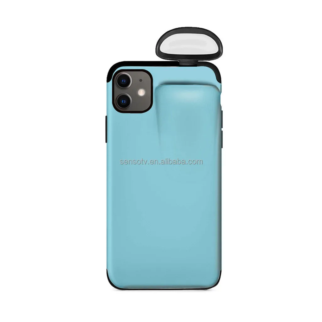 2022 New Arrivals 2 In 1 Wireless Earphone Mobilephone Phone Case with Airpods Holder for Apple iPhone 11 Pro Max XS XR X 8 Plus